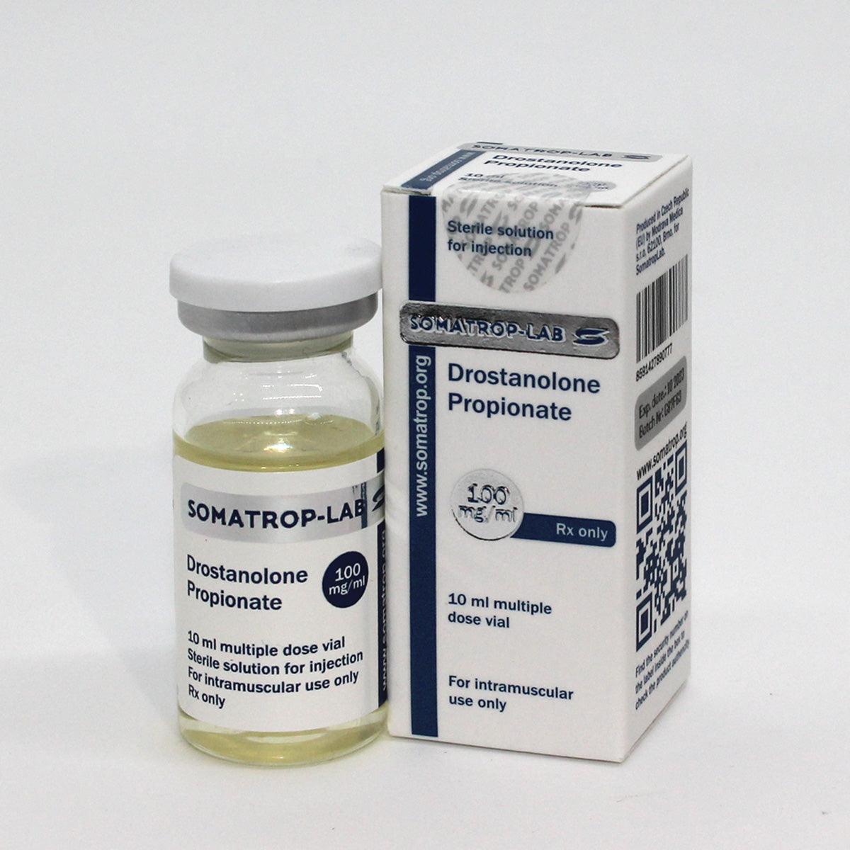 Somatrop-Lab Drostanolone Propionate 10ml/100mg/ml front packaging.