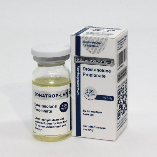 Somatrop-Lab Drostanolone Propionate 10ml/100mg/ml front packaging.
