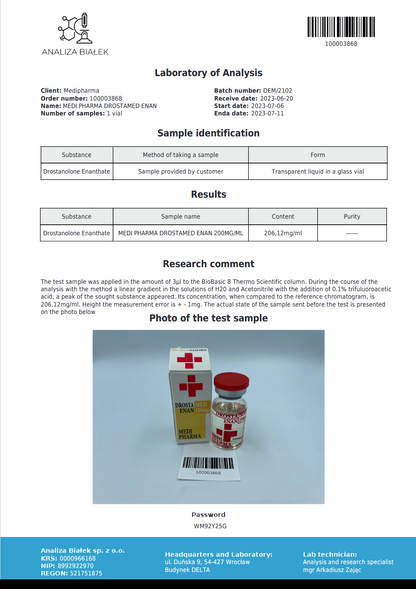 Medi Pharma Drostanolon Enantat (Drostamed Enan 200) 10ml/200mg/ml