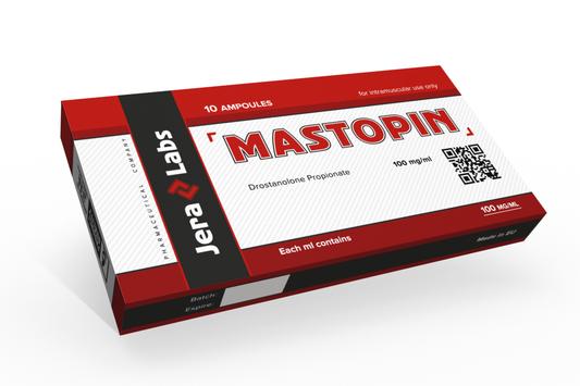 Jera Labs Drostanolone Propionate (Mastopin) 10x1ml/100mg/ml front packaging.