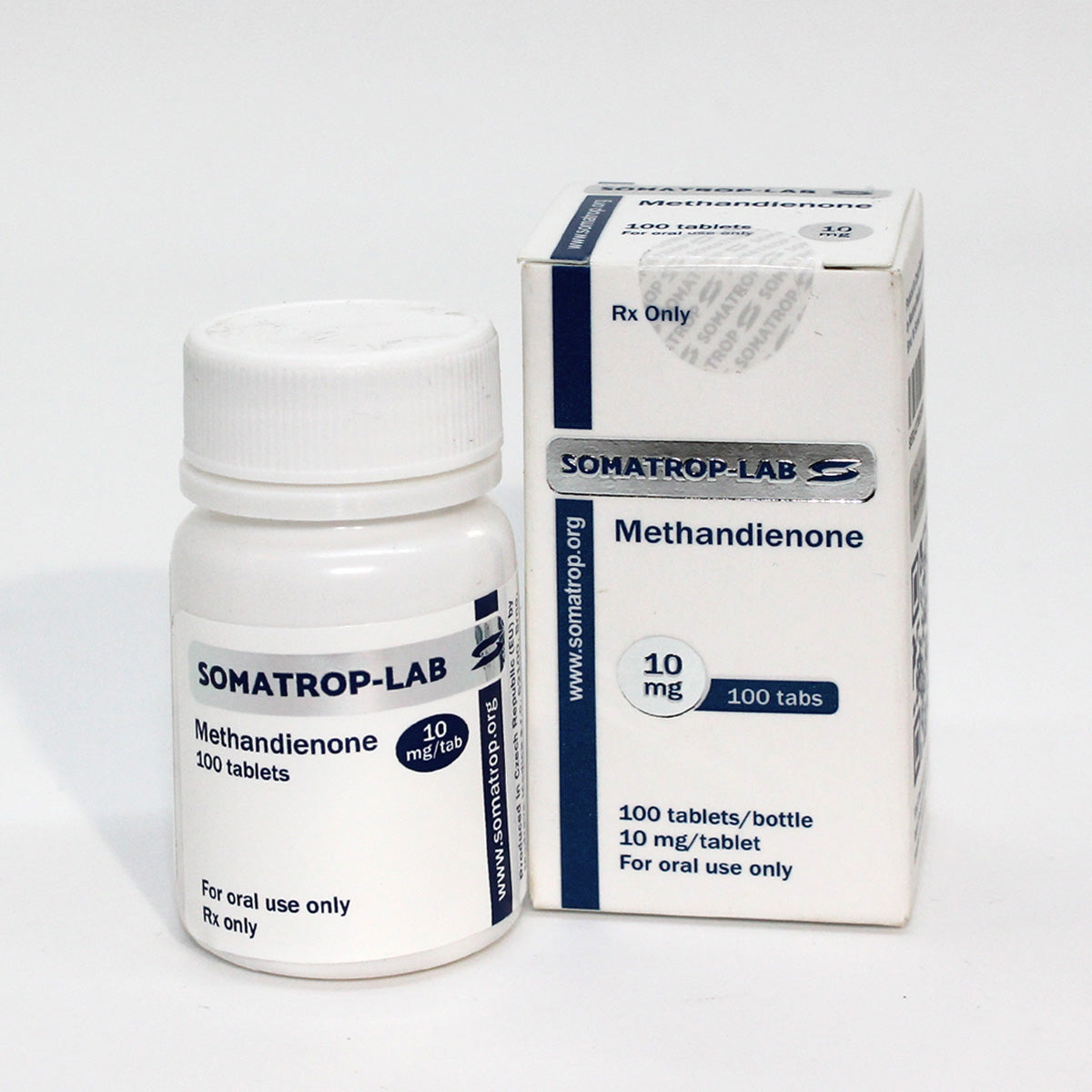 Somatrop-Lab Methandienone 100 tablets, 10mg each, front packaging.