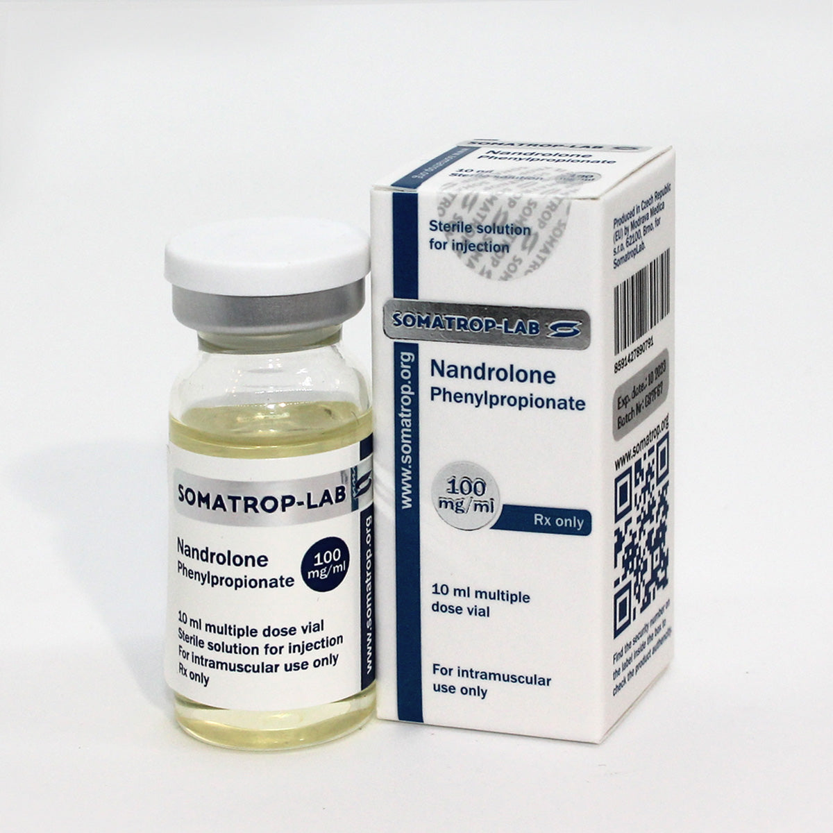 Somatrop-Lab Nandrolone Phenylpropionate 10ml/100mg/ml front packaging.