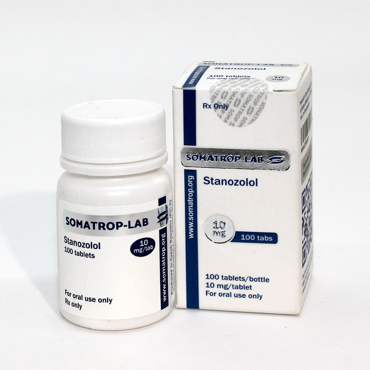 Somatrop-Lab Stanozolol 100 tablets, 10mg each, front packaging.