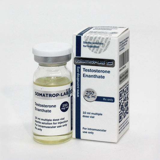 Somatrop-Lab Testosterone Enanthate: 10ml vial, 250mg/ml. Front of the packaging.
