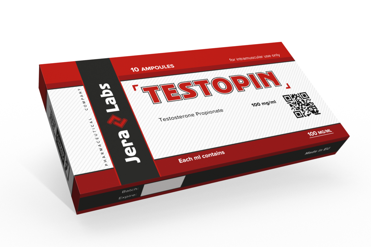 Jera Labs Testosterone Propionate (Testopin) 10x1ml/100mg/ml front packaging.