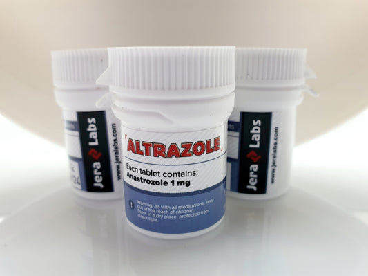 Jera Labs Anastrozole (Altrazole) 50 tablets, 1mg each, front packaging.