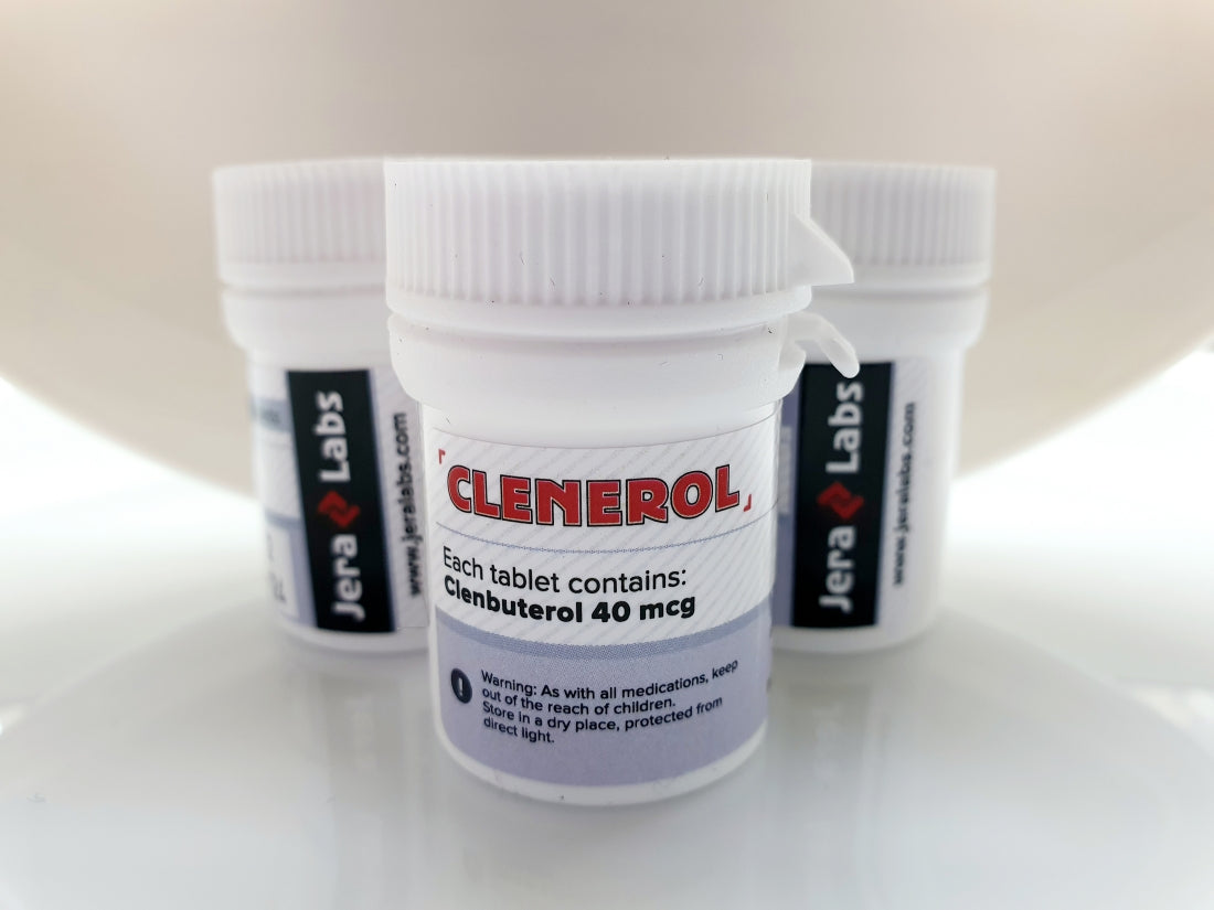 Jera Labs Clenbuterol (Clenerol) 100 tablets, 40mcg each, front packaging.
