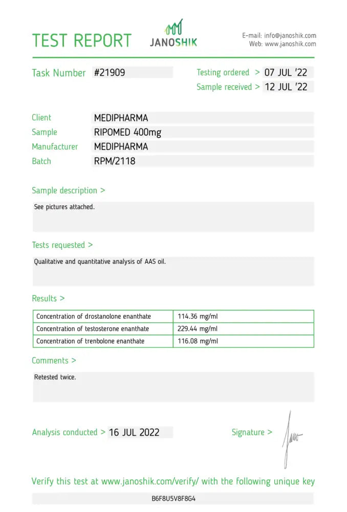 Cut Stack (Test.en Tren.en Drost.en) (Ripomed 400) 10Ml/400Mg/Ml Eu