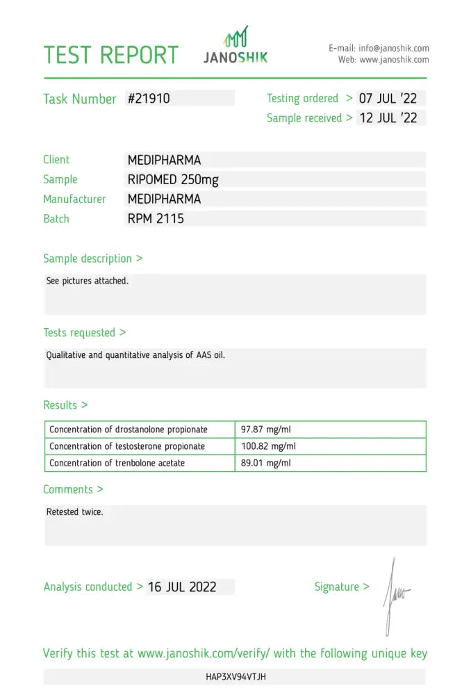 Cut Stack (Test.pr Tren.ac Drost.pr) (Ripomed 250) 10Ml/250Mg/Ml Eu