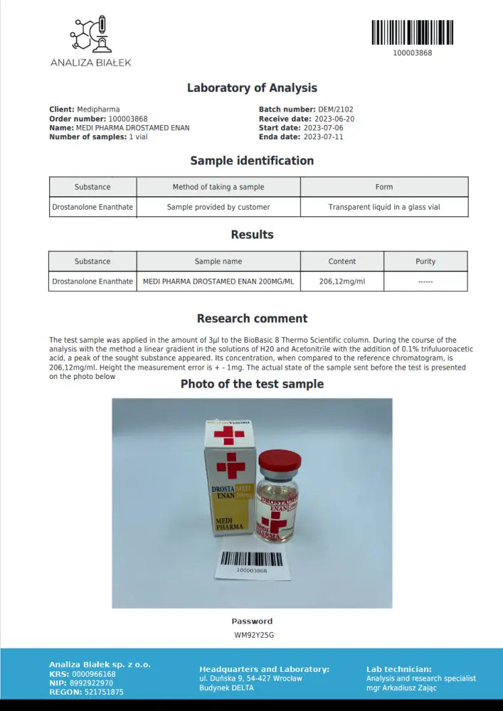 Drostanolone Enanthate (Drostamed Enan 200) 10Ml/200Mg/Ml Eu