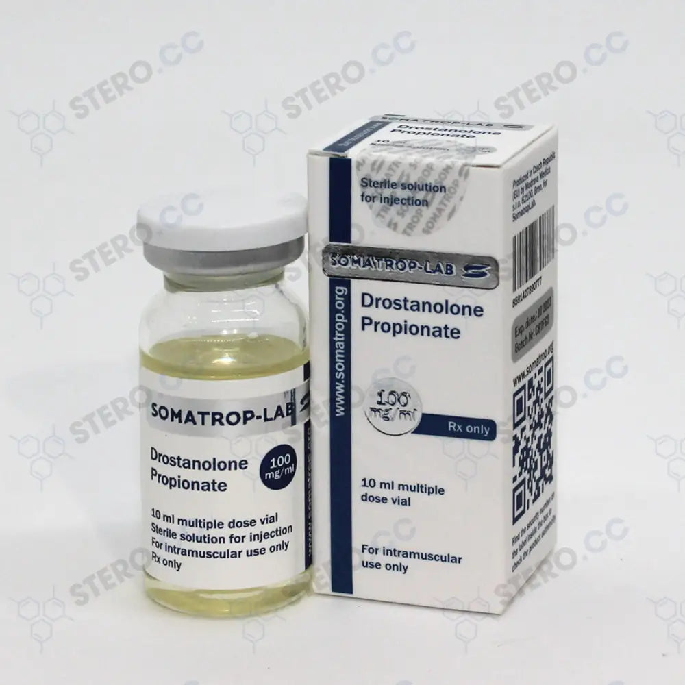 Somatrop-Lab Drostanolone Propionate 10ml/100mg/ml front packaging.