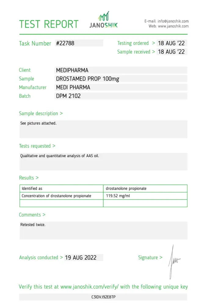 Drostanolone Propionate (Drostamed Prop 100) 10Ml/100Mg/Ml Eu