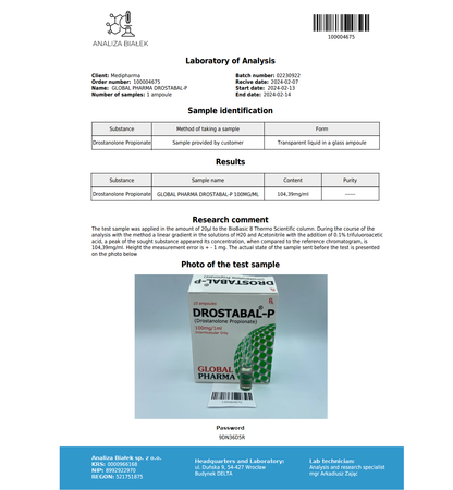 Global Pharma Drostanolone Propionate (Drostabal-P) 10x1ml/100mg/ml