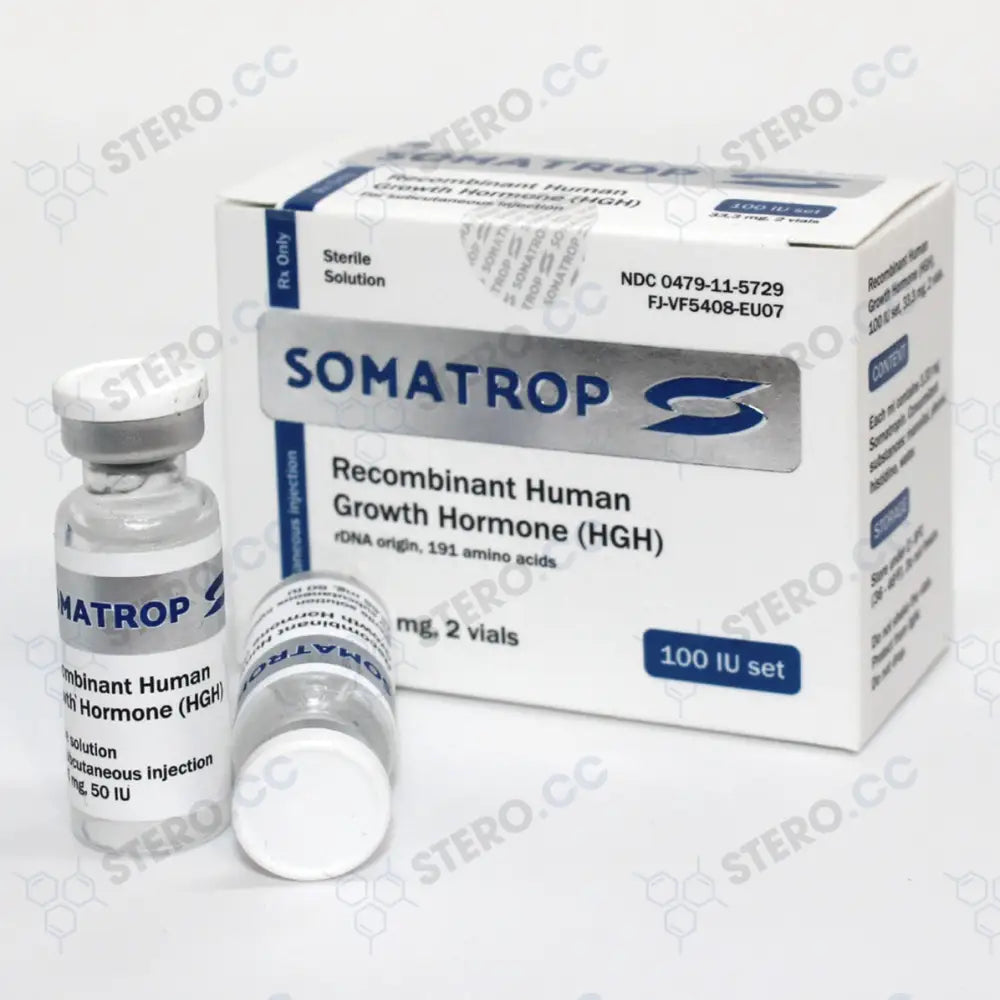 Somatrop-Lab HGH Somatropin / Liquid 50IU x 2 vials/100 IU front packaging.