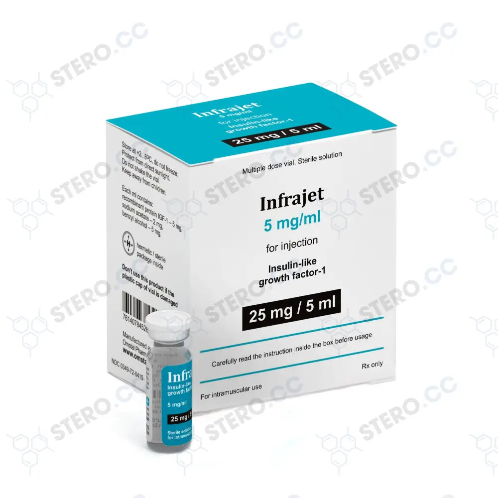 Omstal Pharma Infrajet (IGF-1) 1x5ml/25mg kit front packaging.