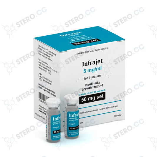 Omstal Pharma Infrajet (IGF-1) 2x5ml/50mg kit front packaging.