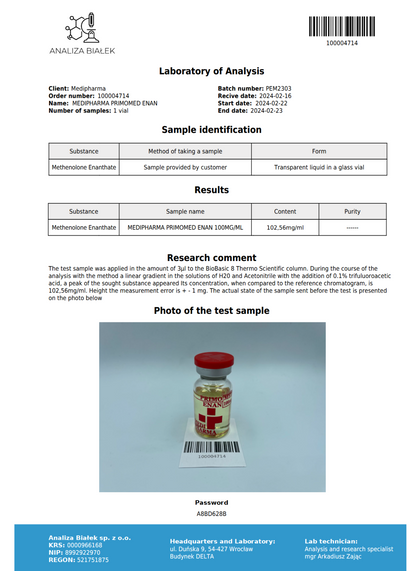Medi Pharma Methenolon Enantat (Pripomed Enan 100) 10ml/100mg/ml