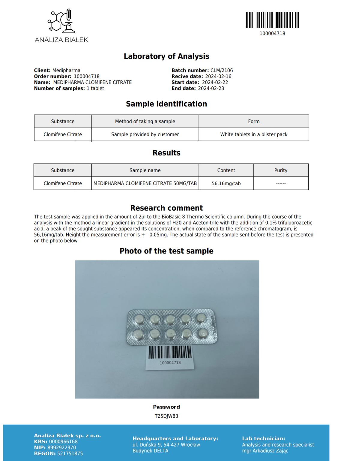 Medi Pharma Clomiphene (Clommed 50) 60tabs/50mg/tab