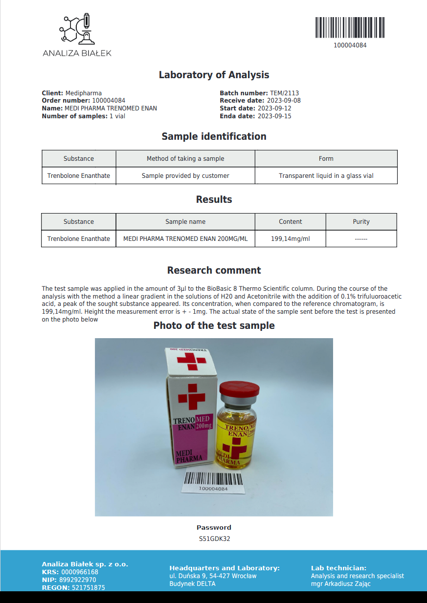 Medi Pharma Trenbolon Enantat (Trenomed Enan 200) 10ml/200mg/ml
