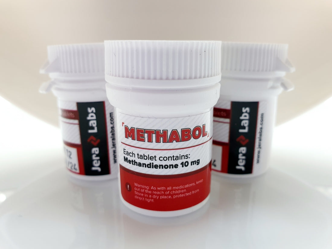 Jera Labs Methandienone (Methabol) 100 tablets, 10mg each, front packaging.