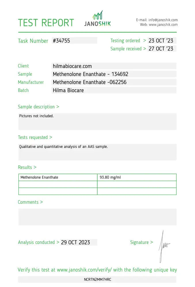 Methenolone Enanthate 10Ml/100Mg/Ml Eu Rf