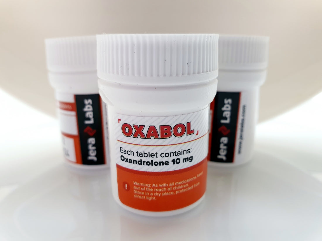 Jera Labs Oxandrolone (Oxabol) 100 tablets, 10mg each, front packaging.
