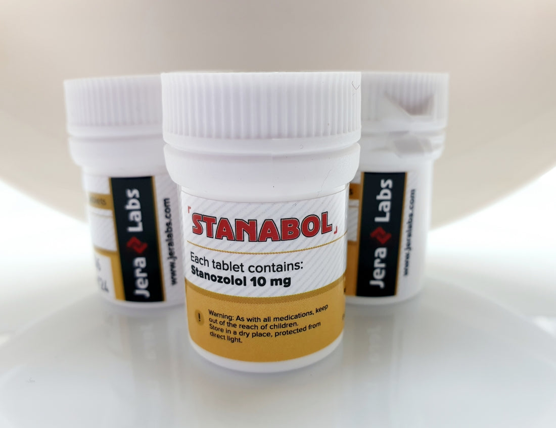Jera Labs Stanozolol (Stanabol) 100 tablets, 10mg each, front packaging.