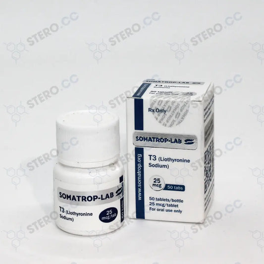 Somatrop-Lab T3: 50 tablets, 25mcg each, front of the pckaging