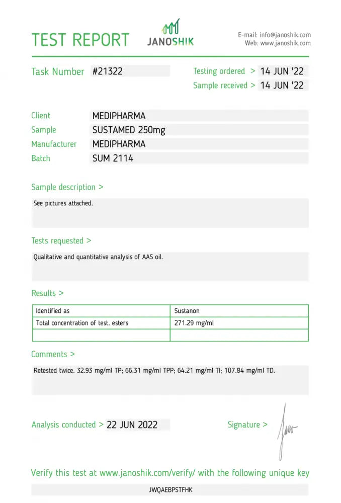 Testosterone Compound (Test.pr Test.ph Test.is Test.de) (Sustamed 250) 10Ml/250Mg/Ml Eu