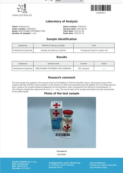 Testosterone Cypionate (Testomed Cypio 200) 10Ml/200Mg/Ml Eu