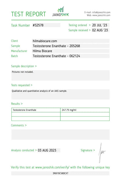 Testosterone Enanthate 10Ml/250Mg/Ml Eu Rf