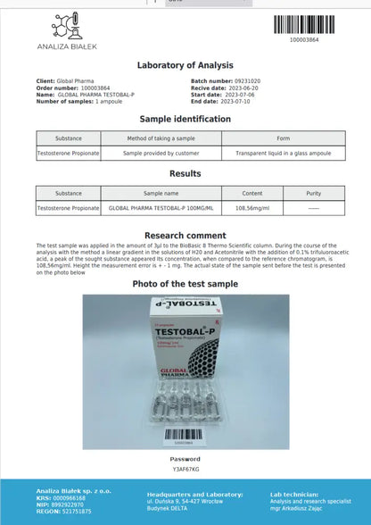 Testosterone Propionate (Testobal-P) 10X1Ml/100Mg/Ml Eu