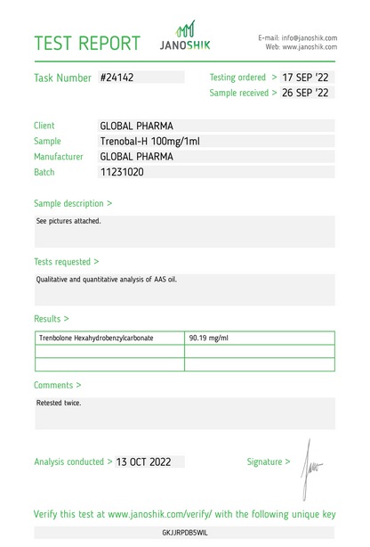 Global Pharma Trenbolon Hexa (Trenobal-H) 10x1ml/100mg/ml